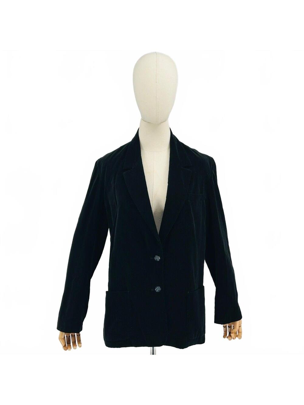 Vintage 70s Sears Black Cotton Velvet Blazer Jacket